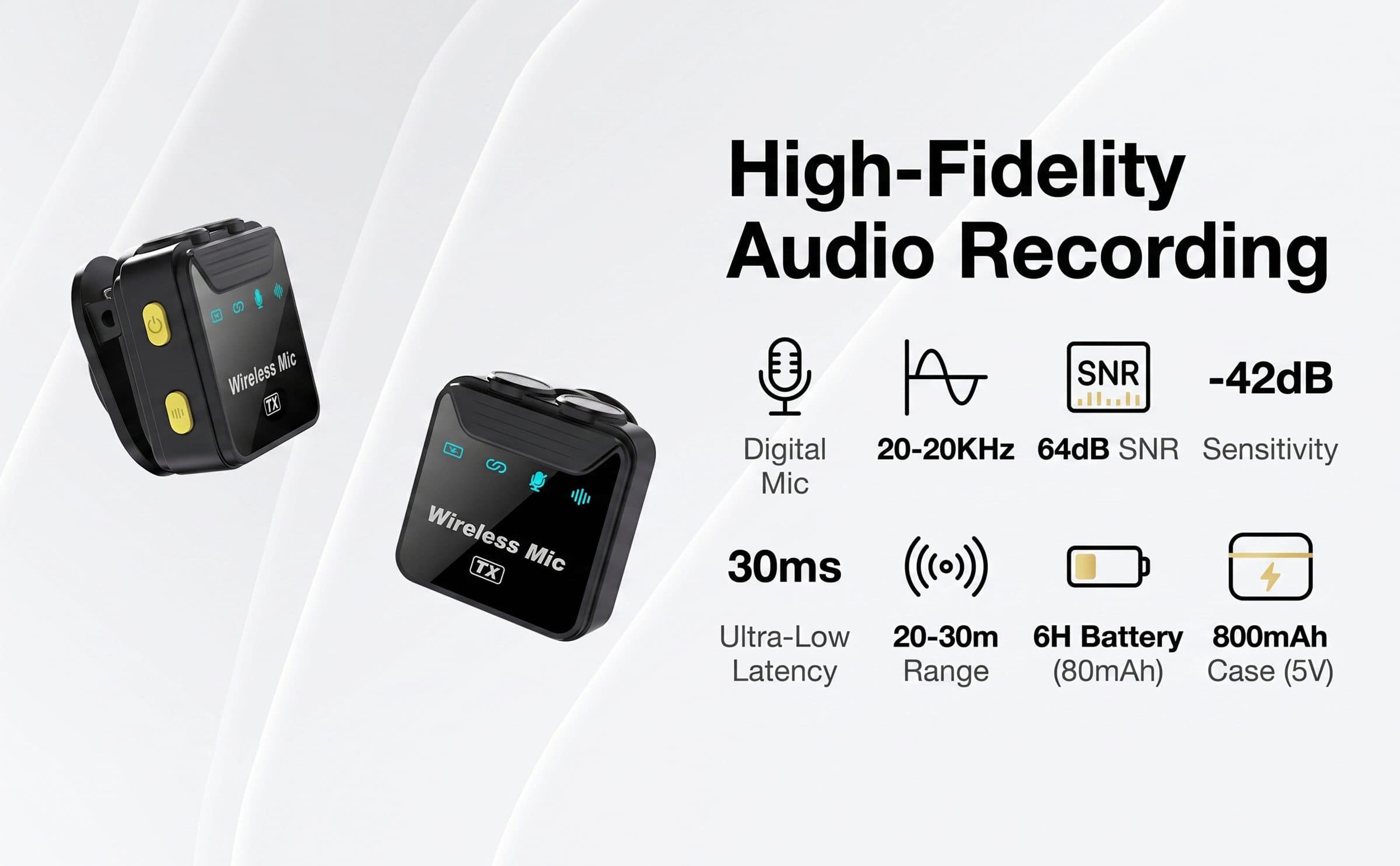 SX23 Wireless Lavalier Microphone with Charging Case feature 2